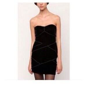 Urban Outfitters Silence + Noise Womens Purple Velvet Strapless Mini Dress Small